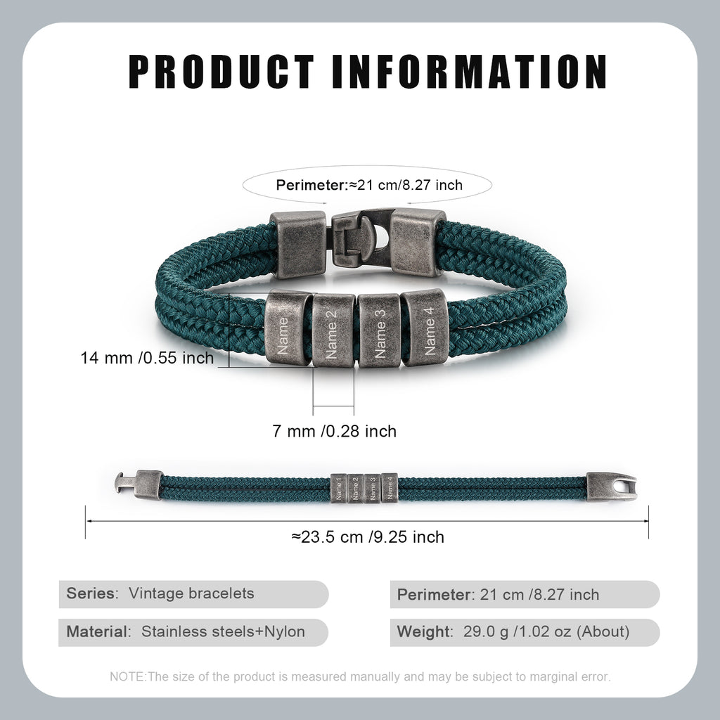 Custom Name Vintage Men Bracelet