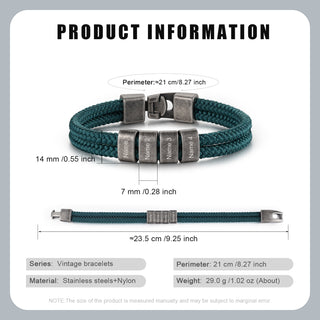 Custom Name Vintage Men Bracelet