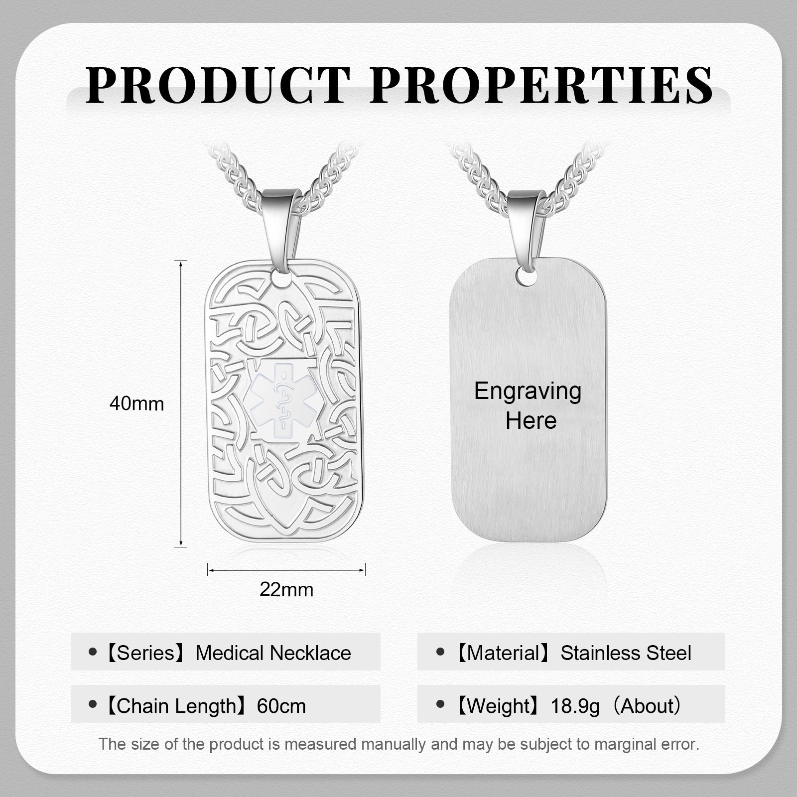 Custom Stainless Steel Medical Necklace