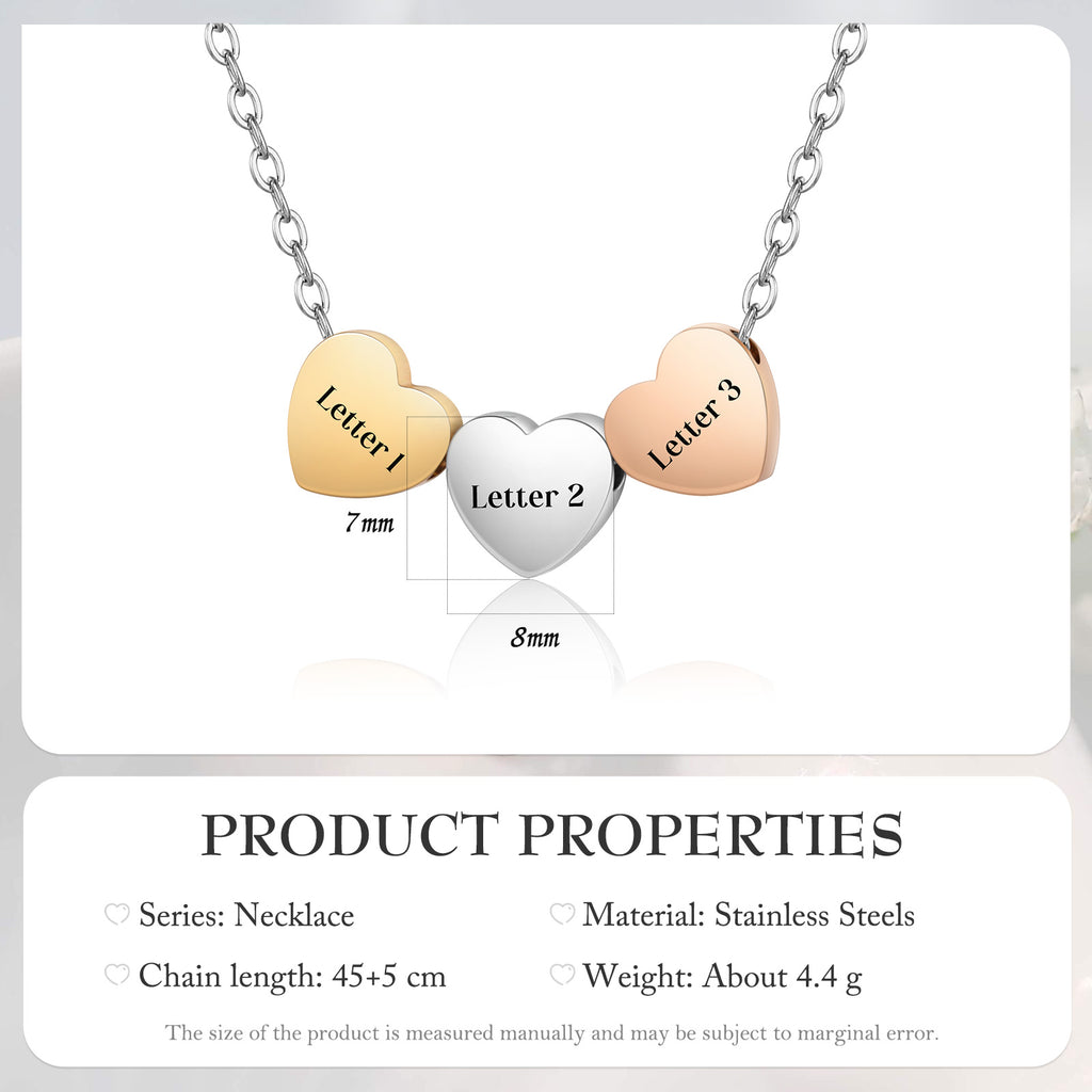 Custom Stainless Steel Heart Letter Necklace