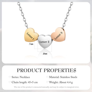 Custom Stainless Steel Heart Letter Necklace
