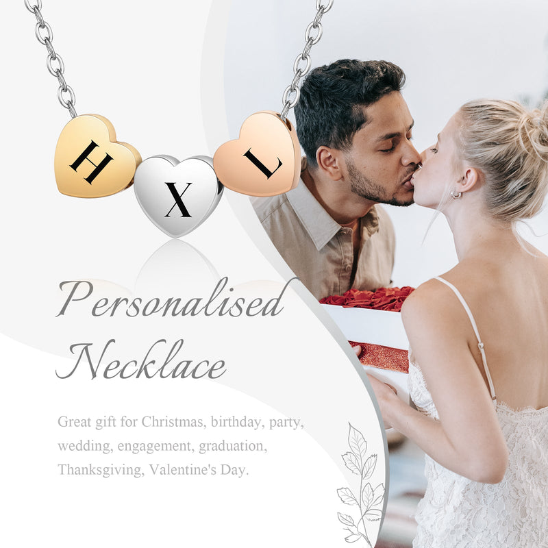 Custom Stainless Steel Heart Letter Necklace