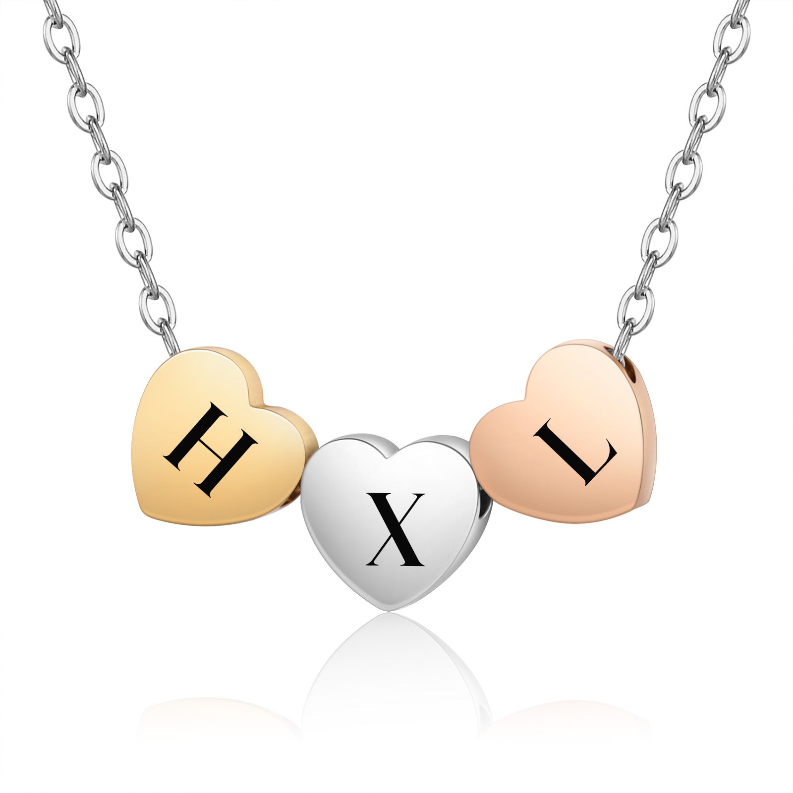 Custom Stainless Steel Heart Letter Necklace