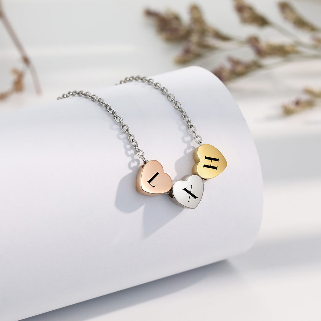 Custom Stainless Steel Heart Letter Necklace
