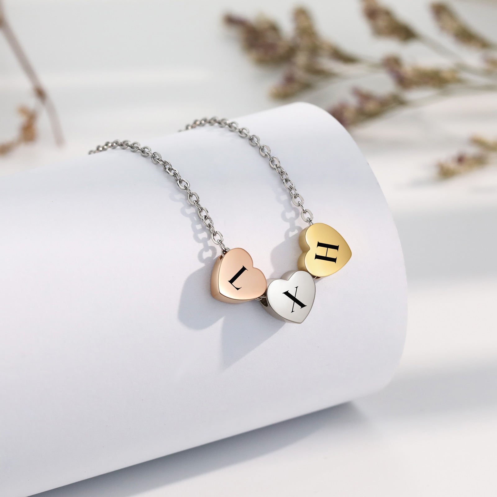 Custom Stainless Steel Heart Letter Necklace