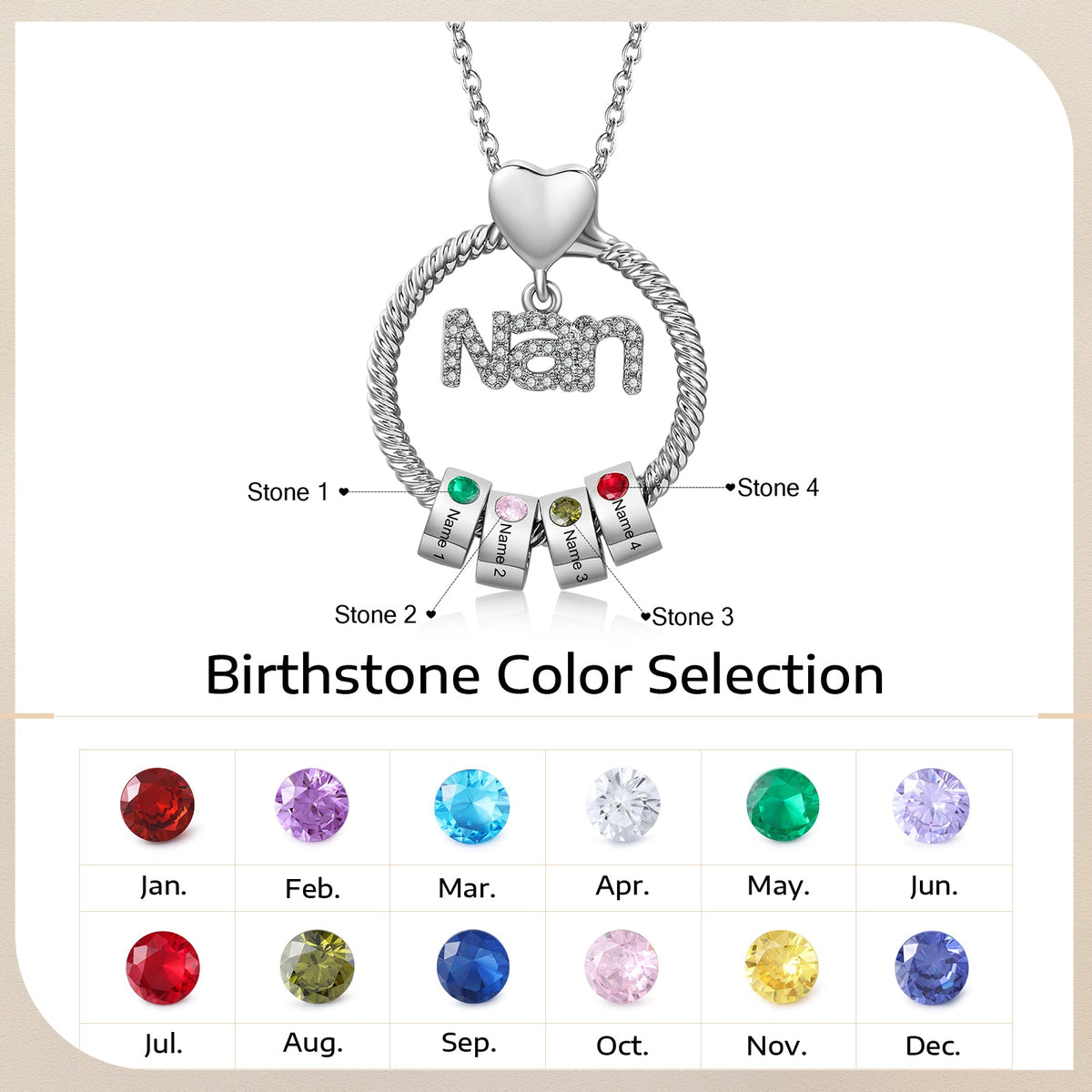 Custom Birthstone Round Necklace
