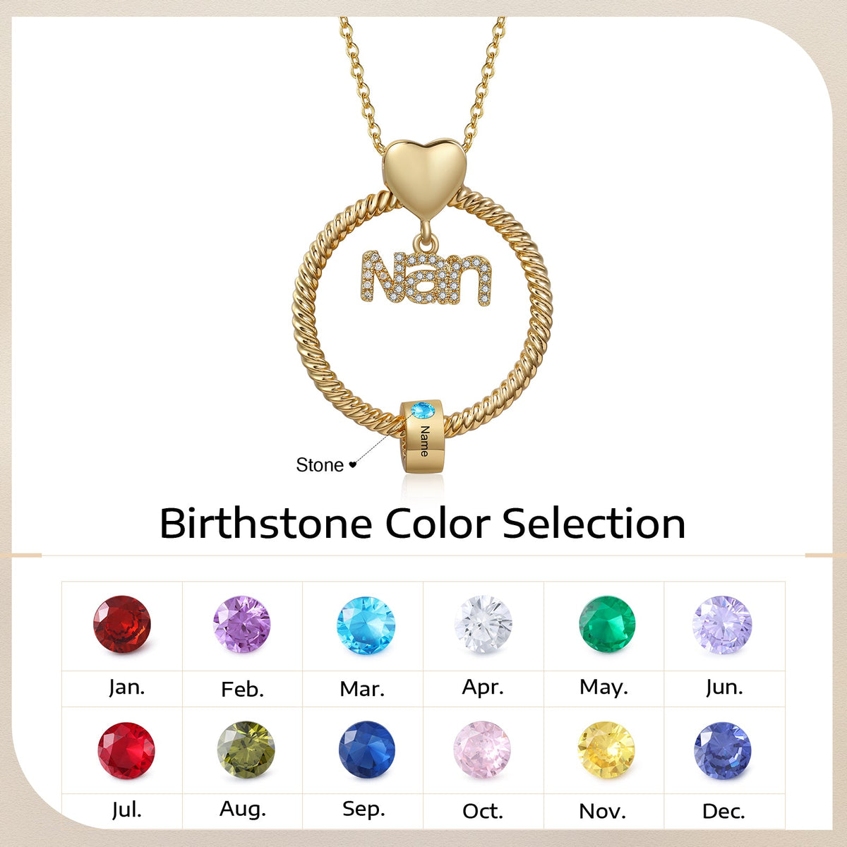 Custom Birthstone Round Necklace