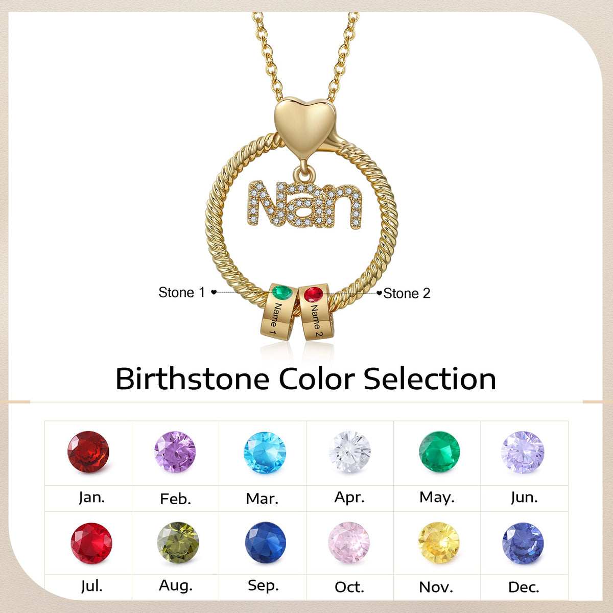Custom Birthstone Round Necklace