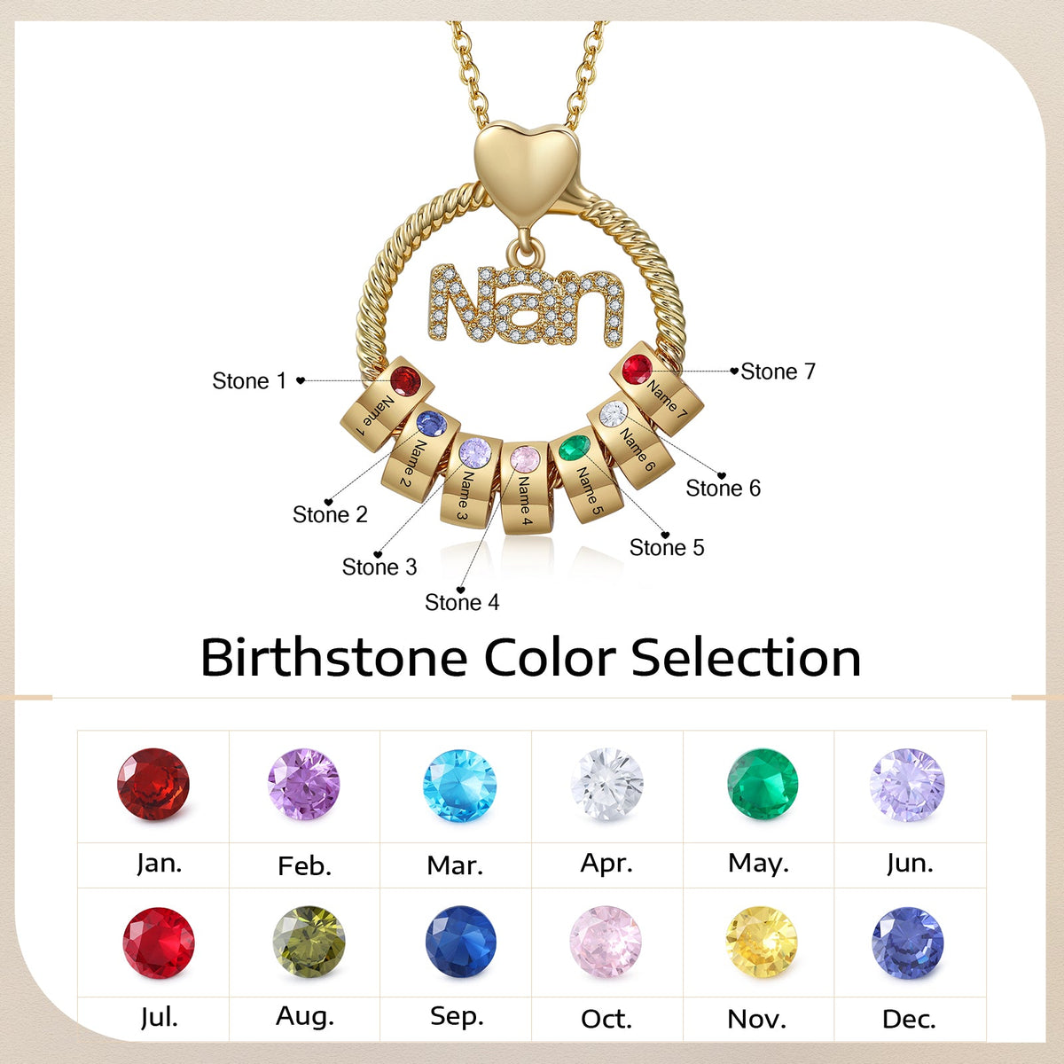 Custom Birthstone Round Necklace