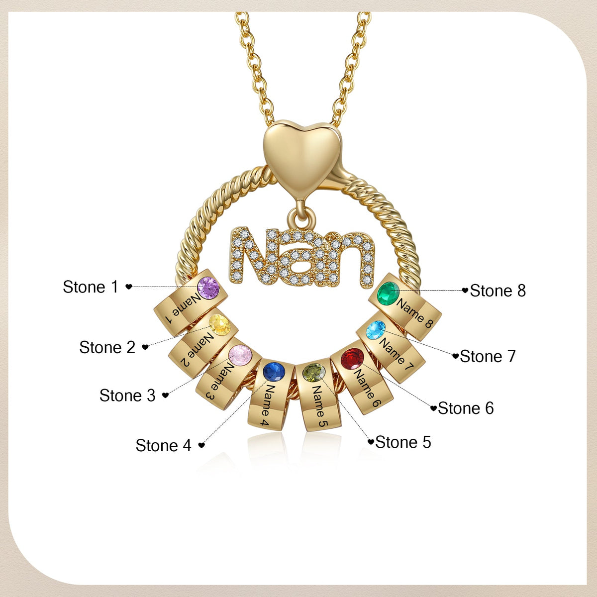 Custom Birthstone Round Necklace