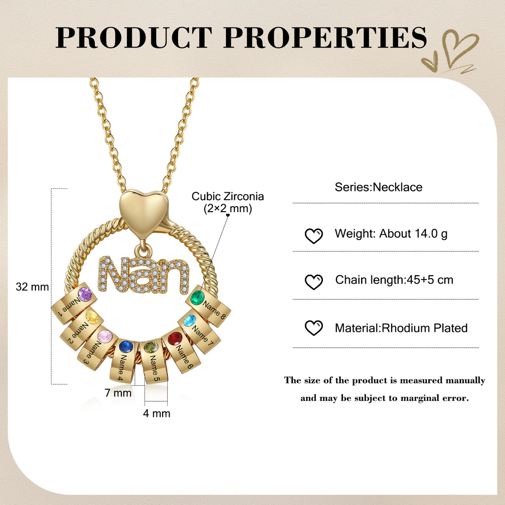 Custom Birthstone Round Necklace