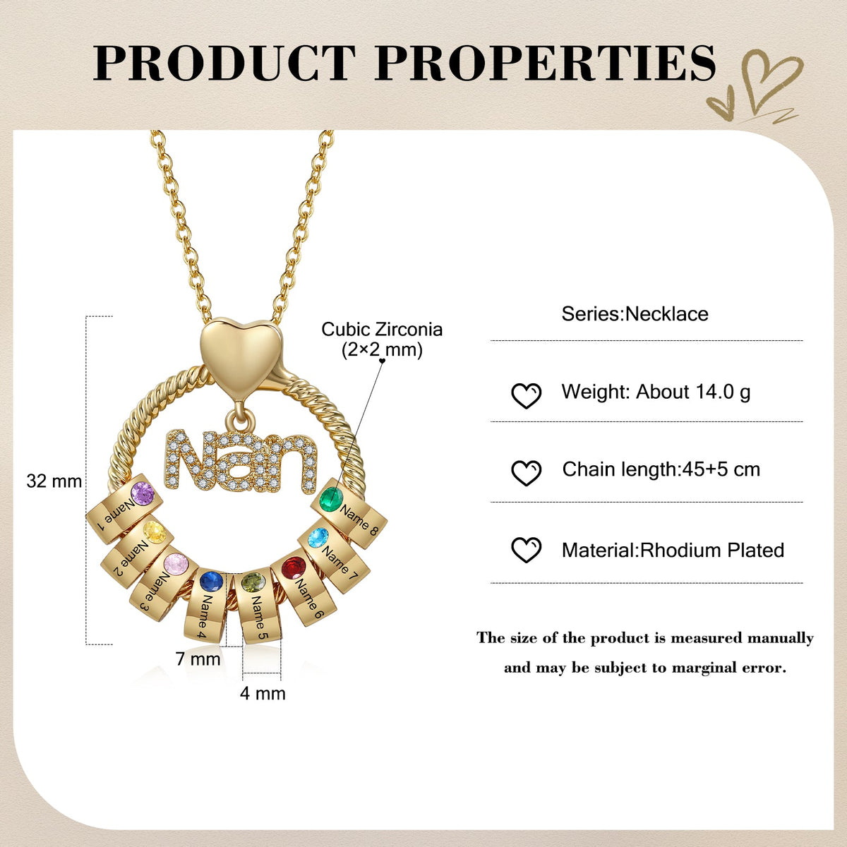 Custom Birthstone Round Necklace