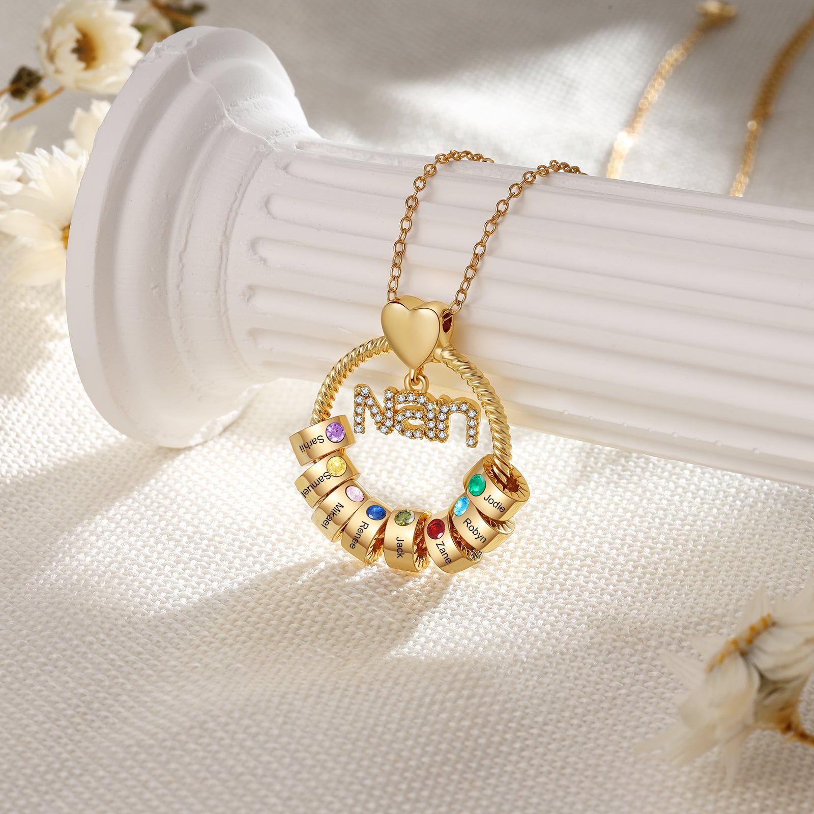 Custom Birthstone Round Necklace