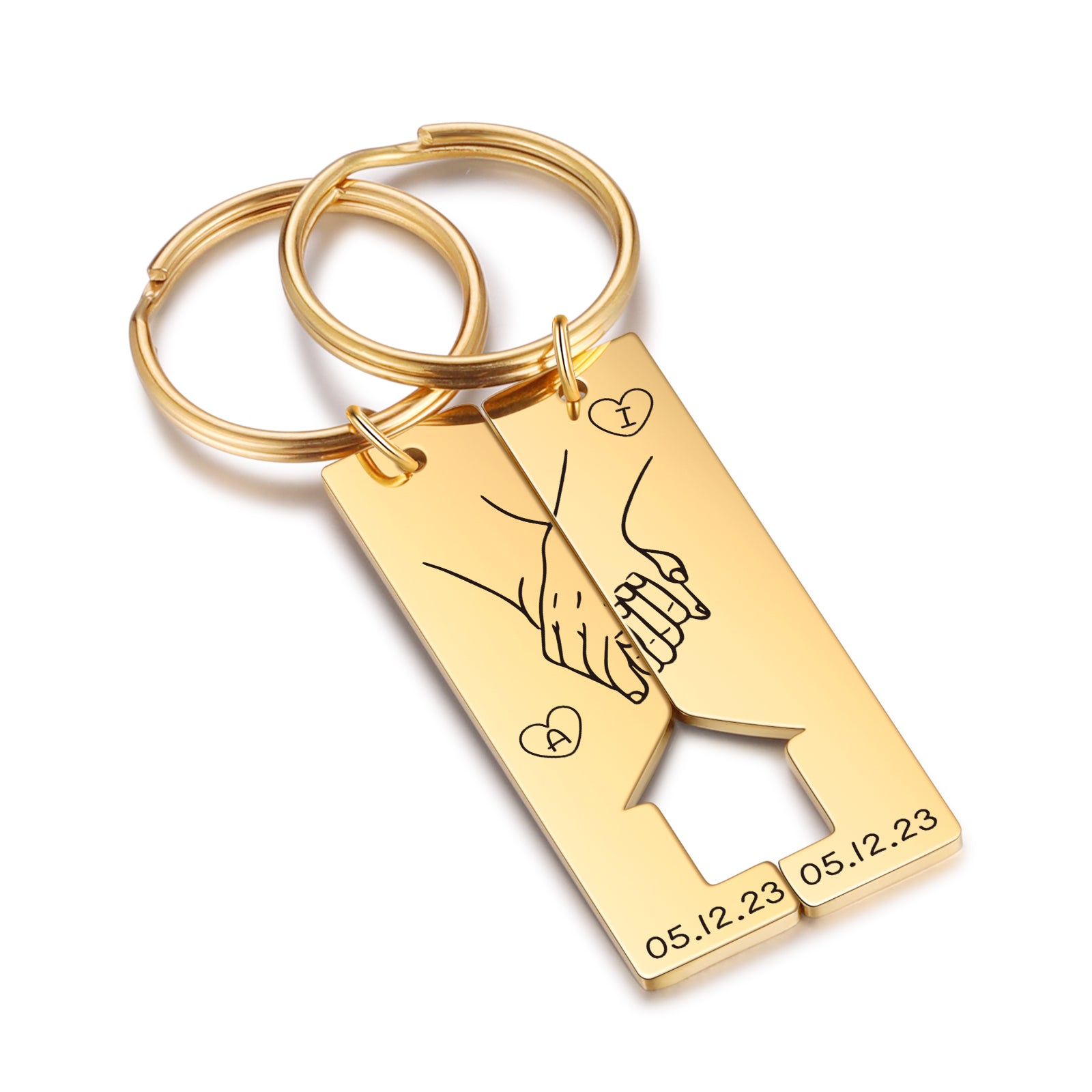 Custom Letter Stainless Steel Couple Keychain