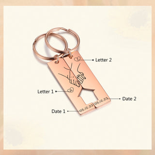 Custom Letter Stainless Steel Couple Keychain