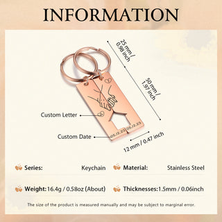 Custom Letter Stainless Steel Couple Keychain