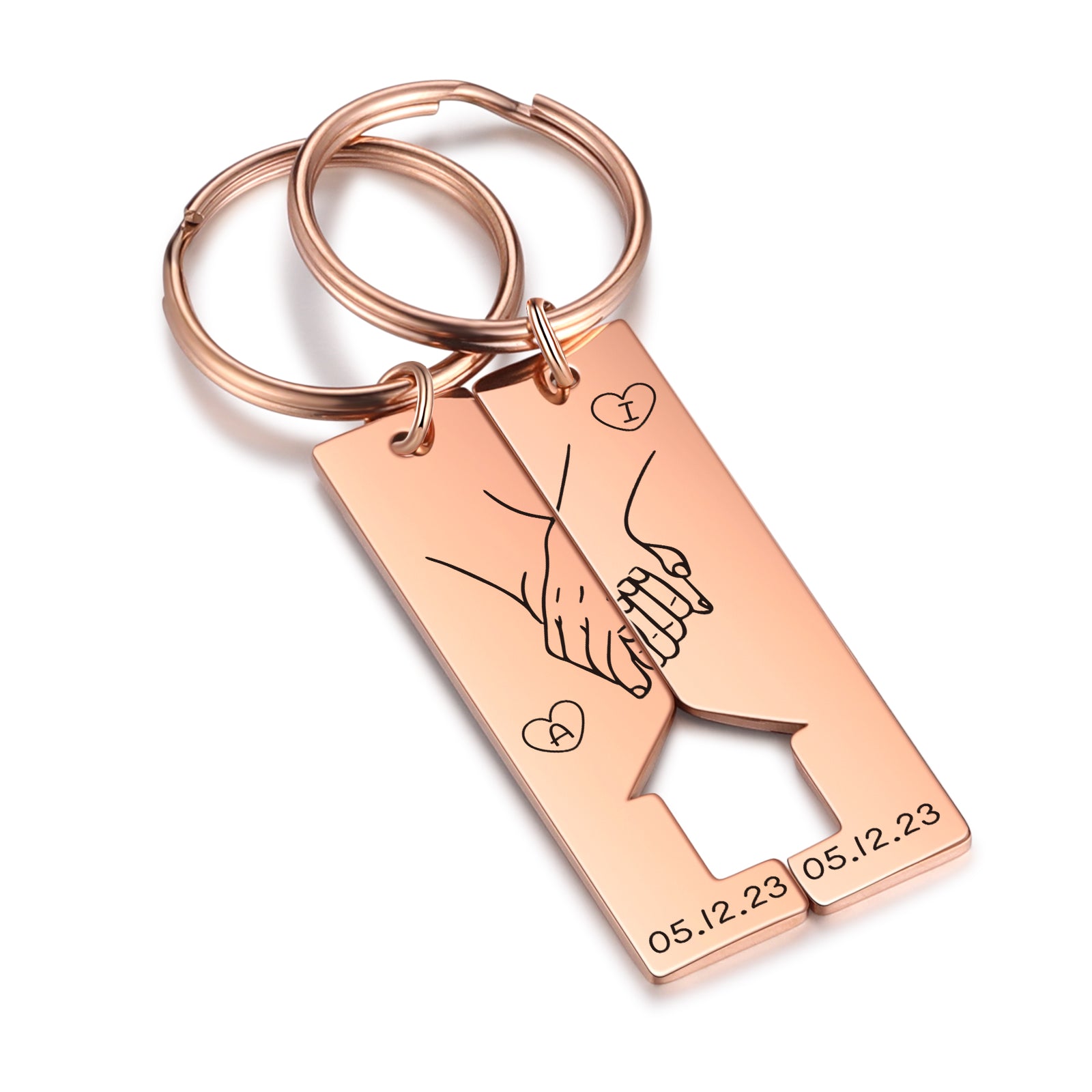 Custom Letter Stainless Steel Couple Keychain