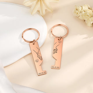 Custom Letter Stainless Steel Couple Keychain