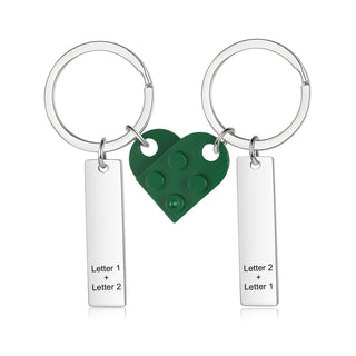Custom Letter Stainless Steel Heart Couple Keychain