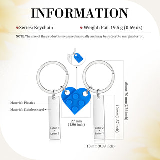 Custom Letter Stainless Steel Heart Couple Keychain