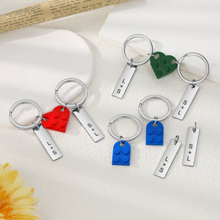 Custom Letter Stainless Steel Heart Couple Keychain