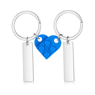 Custom Letter Stainless Steel Heart Couple Keychain