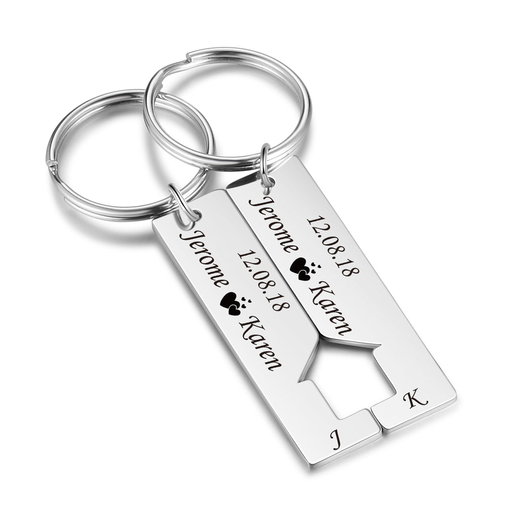 Custom Name Letter Stainless Steel Couple Keychain