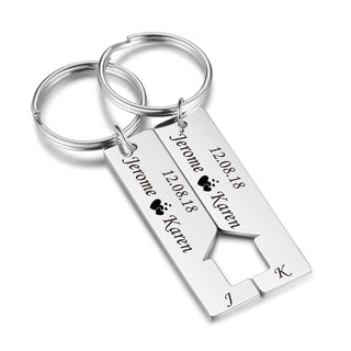 Custom Name Letter Stainless Steel Couple Keychain