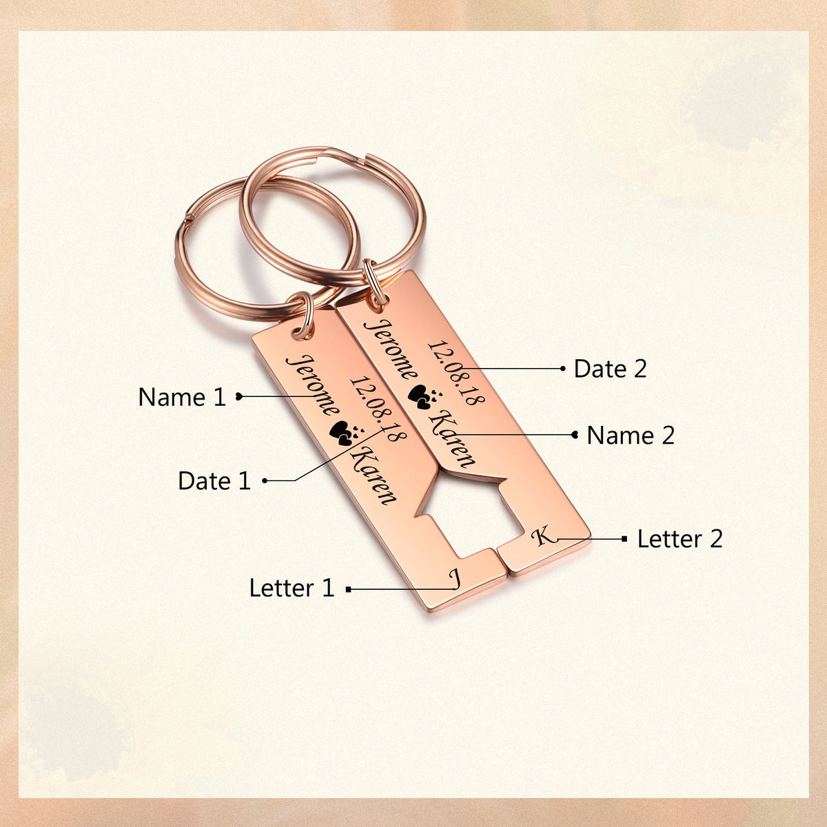 Custom Name Letter Stainless Steel Couple Keychain