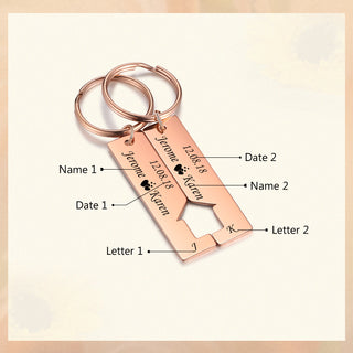 Custom Name Letter Stainless Steel Couple Keychain