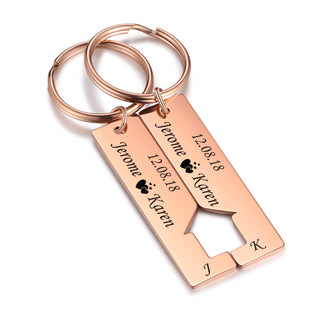 Custom Name Letter Stainless Steel Couple Keychain
