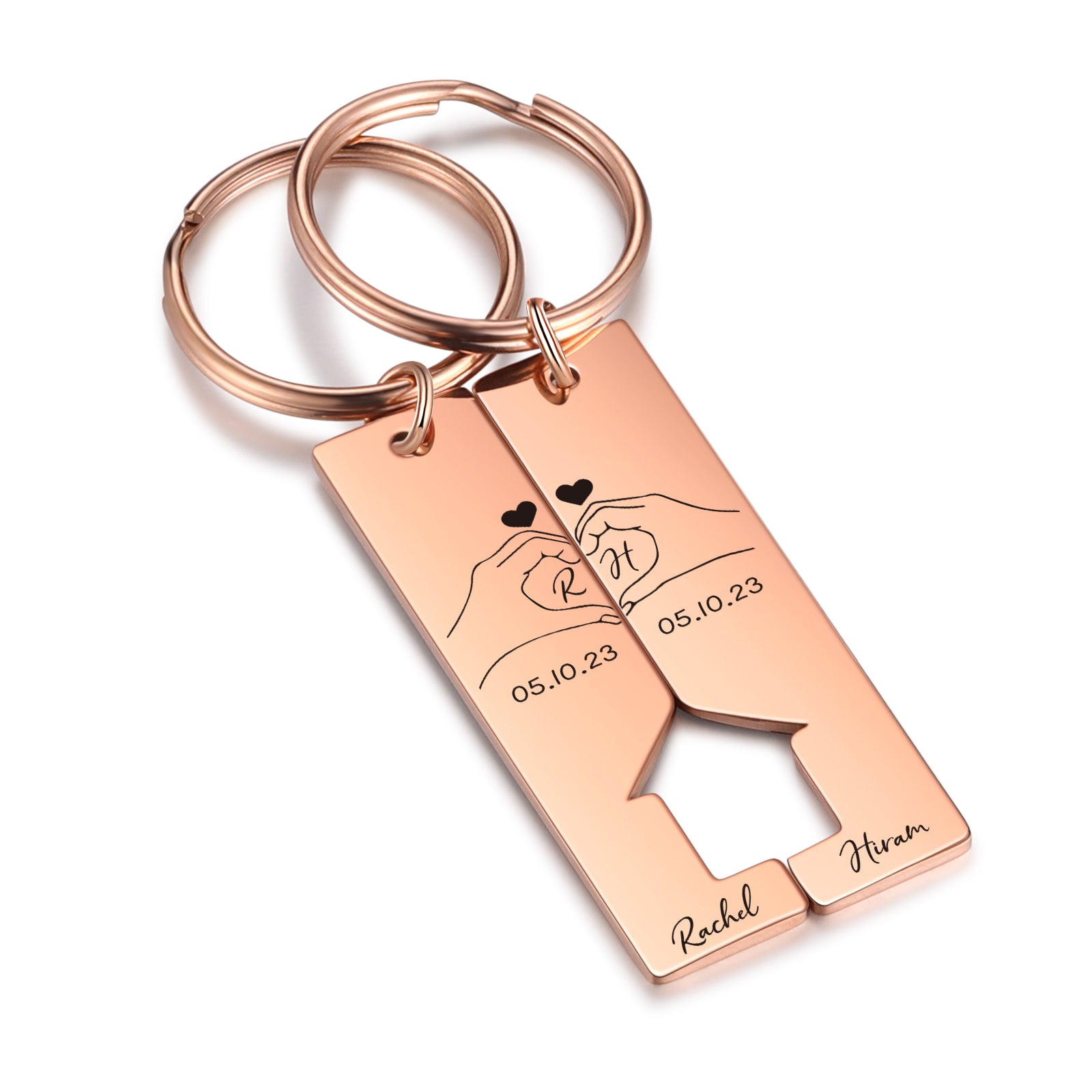 Custom Letter Stainless Steel Heart Couple Keychain