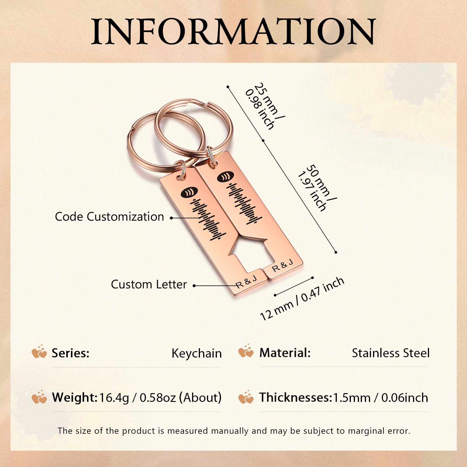 Custom Letter Stainless Steel Keychain