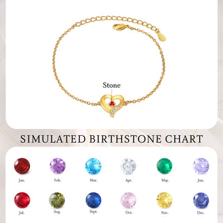 Custom Birthstone Heart Bracelet