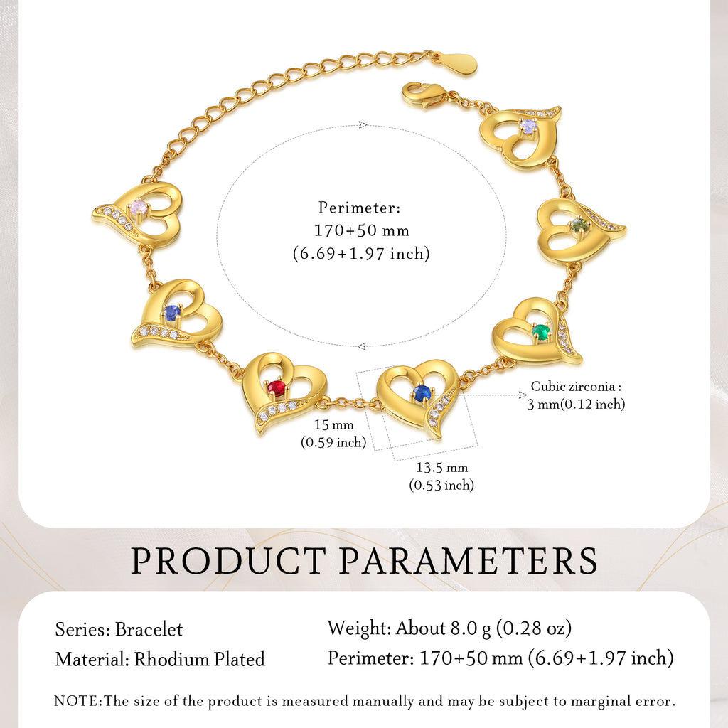 Custom Birthstone Heart Bracelet
