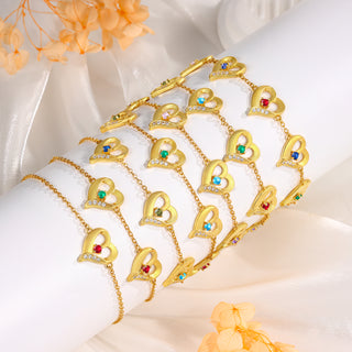 Custom Birthstone Heart Bracelet