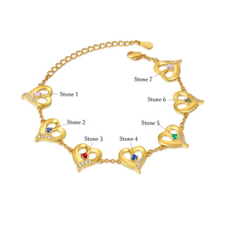 Custom Birthstone Heart Bracelet