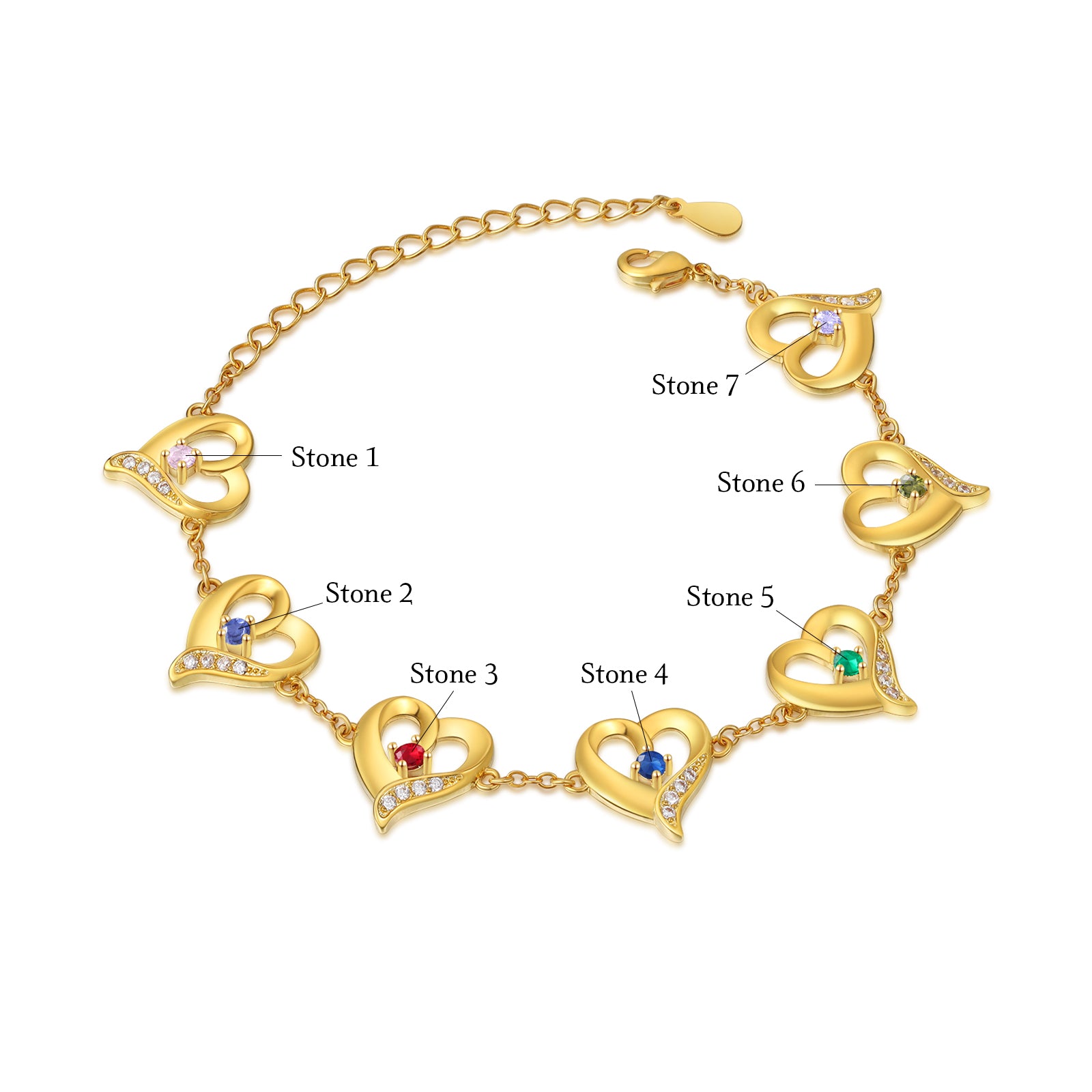 Custom Birthstone Heart Bracelet