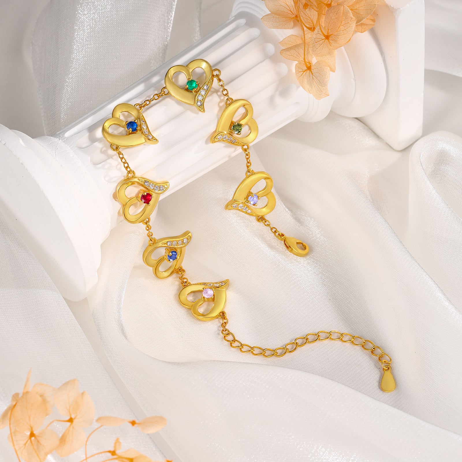 Custom Birthstone Heart Bracelet