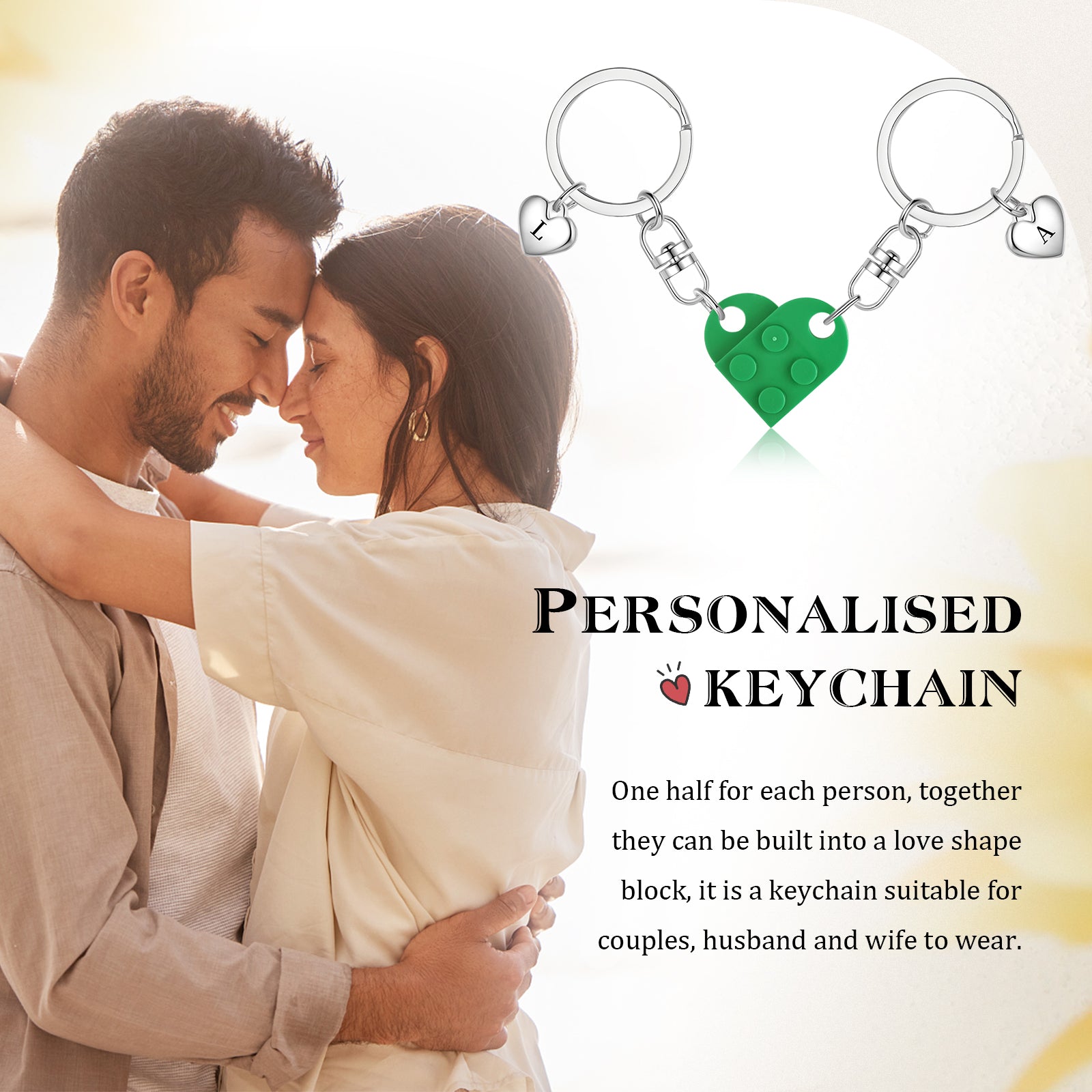 Custom Heart Letter Couple Keychain