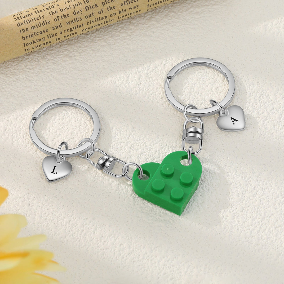 Custom Heart Letter Couple Keychain