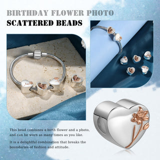 Custom Photo Birth Flower Bracelet