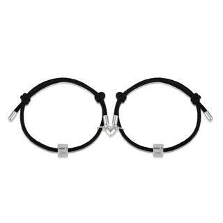 Custom Lettered Stainless Steel Couple Heart Shaped Braided Bracelet