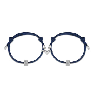 Custom Lettered Stainless Steel Couple Heart Shaped Braided Bracelet