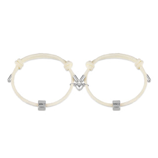 Custom Lettered Stainless Steel Couple Heart Shaped Braided Bracelet