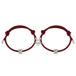 Custom Lettered Stainless Steel Couple Heart Shaped Braided Bracelet