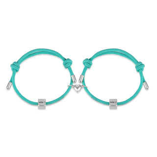 Custom Lettered Stainless Steel Couple Heart Shaped Braided Bracelet