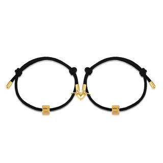 Custom Lettered Stainless Steel Couple Heart Shaped Braided Bracelet