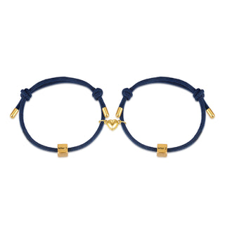 Custom Lettered Stainless Steel Couple Heart Shaped Braided Bracelet