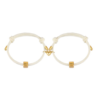 Custom Lettered Stainless Steel Couple Heart Shaped Braided Bracelet